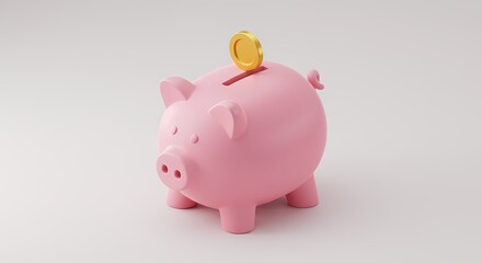 A pink piggy bank with a golden coin on top, symbolizing savings and financial planning