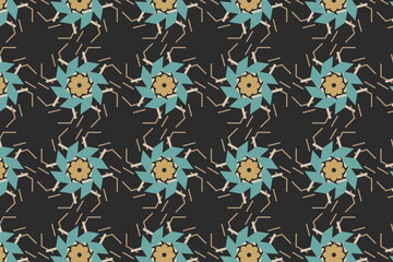 Fototapeta premium 3D-inspired Islamic seamless pattern combining octagonal lattice geometry with delicate floral motifs, ideal for luxury wallpapers, textile prints, digital branding