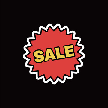 Sale Red Starburst Sticker Vector Illustration Special Offer Discount Promotion Marketing Icon Design for Social Media Print E-commerce Element