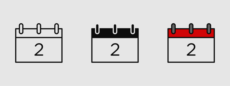 Minimal calendar day icon with two date squares, available in outline, solid, and filled styles. Ideal for schedule, events, reminders, and time-management designs.