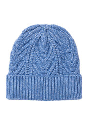 Ribbed knit beanie hat with folded brim isolated on a transparent background image