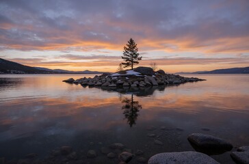 sunset over the lake