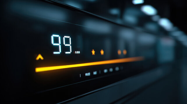 Close-up of a digital device displaying the number 99 - Powered by Adobe