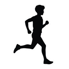 Silhouette of a young boy running with determination and energy
