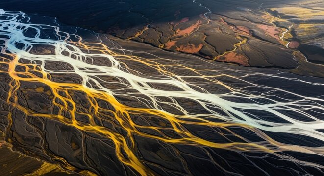 Aerial View of Braided Yellow River