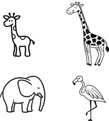 set of funny cartoon animals