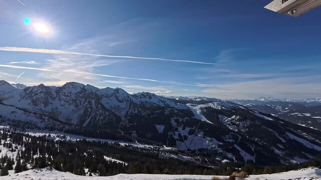 Majest&auml;tisches 360-Grad Panorama vom Hauser Kaibling: Blick auf die 4-Berge-Skischaukel und verschneite Alpent&auml;ler