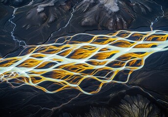Aerial View of Braided Yellow River