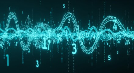 Digital wave data visualization with numbers