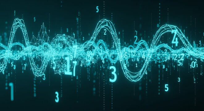 Digital wave data visualization with numbers
