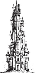 Fototapeta premium Fantasy Castle Tower Vector Sketch Illustration
