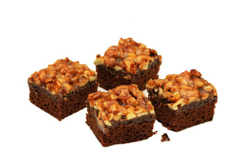 Four piece Mocha Toffee Cake, isolated on white background