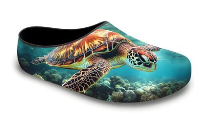 Majestic Sea Turtle in Pritine Ocean Waters Amidst Vbrant Coral Reefs CapturedUnderwater