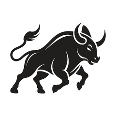 Vector logo art illustration of a powerful bull