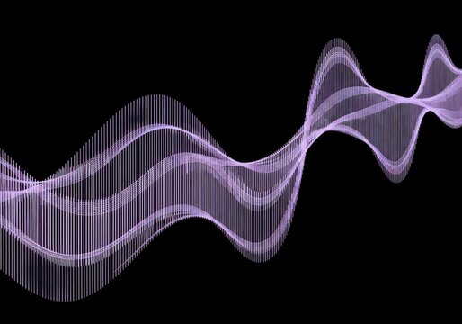 Abstract Purple Striped Ribbon Wave