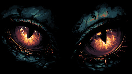 Fototapeta premium Evil Eyes. Dark Fantasy Horror Vector Illustration. Game Design.