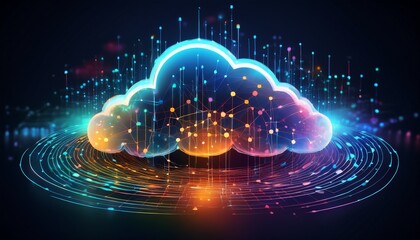 Obraz premium a visual representation of data clouds with colorful dots and lines swirling together representing cloud computing and storage