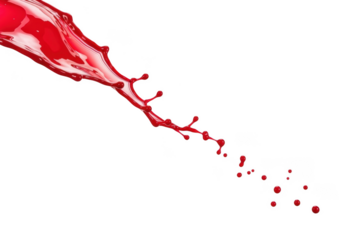 Dynamic red paint splash, liquid flowing, artistic element, crimson color, dripping design, graphic resource, isolated on transparent background
