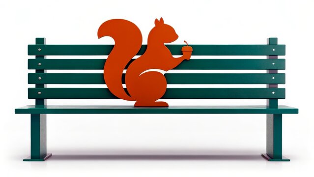 Squirrel bench design with bright colors in a park setting perfect for relaxation and enjoyment