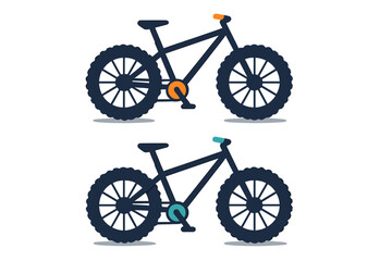 Fototapeta premium Stylized pair of dark mountain bikes with thick tires for off-road cycling and extreme sports