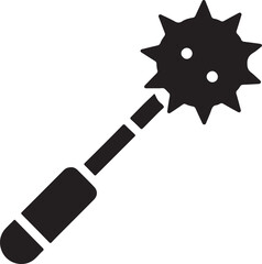 weapon Mace icon silhouette on white background  