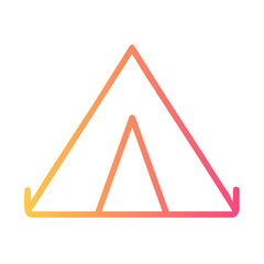 a flat gradient outline icon of a tent for web and graphic design