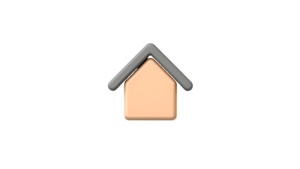 A simple 3d house outline icon with a gray roof, isolated on transparent background