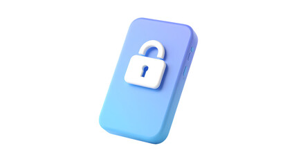 A 3d render of a smartphone with a padlock icon, symbolizing security and privacy, isolated on transparent background
