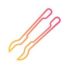 a flat gradient outline icon of tongs for web and graphic design