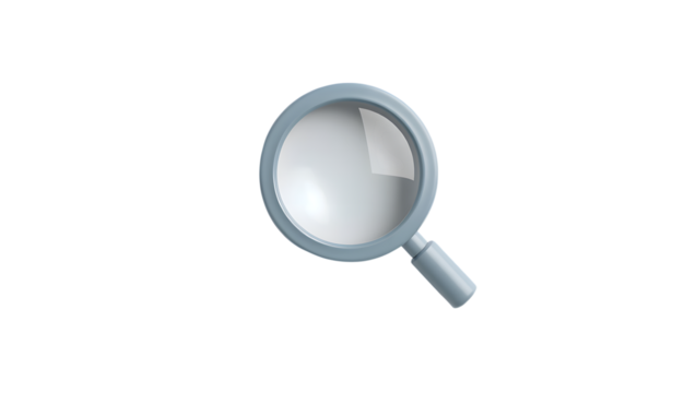 A 3d render of a magnifying glass isolated on transparent background
