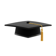 Graduation_Mortarboard_Academic_Black_GoldTassel_Floating_Isolated_3DRender_MatteFinish_CleanWhite