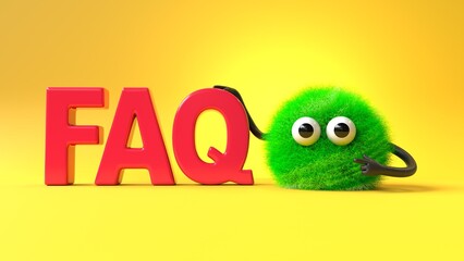 Fluffy, cute monster next to 