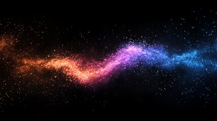 Fototapeta premium Vibrant neon color explosion on black background with swirling glowing particles