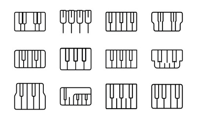 Education and School Line Icons Set – Stars, Tree, Eraser, Exam Paper, Classroom, Uniform, Microphone, Piano, Glasses, Rocket, Solar System, and Study Desk Outline Symbols