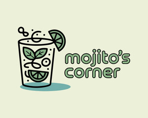 Modern Minimal Mojito Glass Logo for Mojito&rsquo;s Corner
