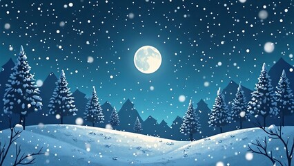 雪降る月夜の森｜Snowfall in Moonlit Forest