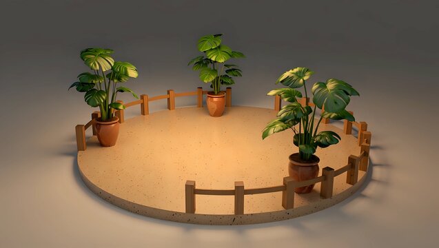 Tropical palm tree vector illustration on a sunny beach or potted as home interior decoration