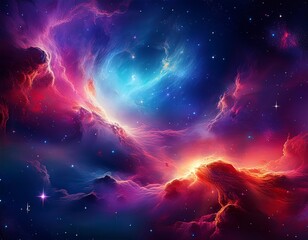 epic deep space nebula with crimson blue and violet cosmic clouds and glowing galaxies
