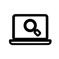 Laptop monitor showing magnifying glass symbol modern internet search background