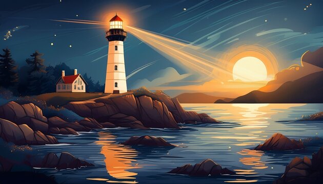 lighthouse guiding light a nighttime beacon of hope and navigation
