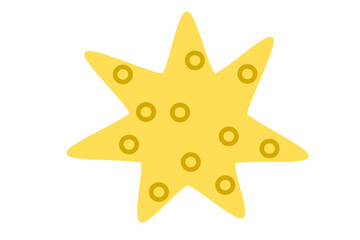 Hand drawn yellow starburst illustration with dots on transparent background