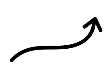Curved upward black arrow icon showing growth and progress for infographic, presentation, and business success design