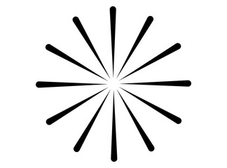 Black radial burst abstract shape for logos, highlights, stickers, minimal art, and modern motion graphic design elements