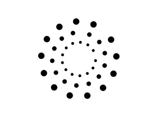 Abstract circular dotted pattern in black minimal style for logo, technology background, and modern geometric design decoration