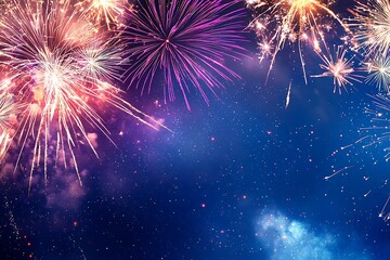 Naklejka premium Colorful fireworks celebration night high resolution picture