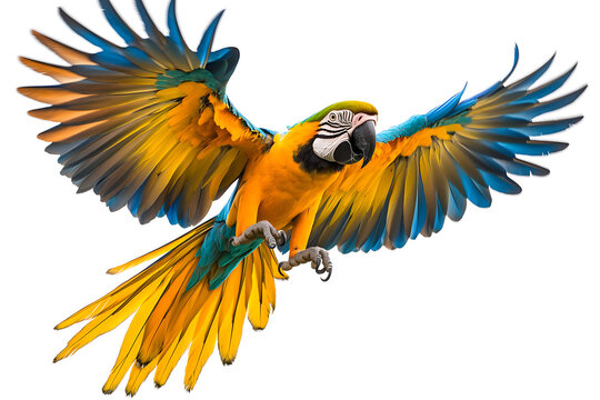 Stunning macaw soaring with vibrant wings, a symbol of freedom and tropical beauty, perfect for nature enthusiasts and conservation projects