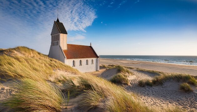 den tilsandede kirke the sand buried church in the dunes west of skagen denmark