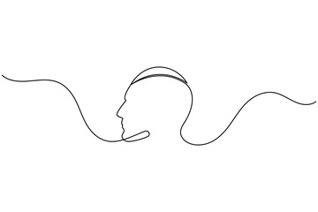 Man face profile continuous one line drawing minimalist style isolated outline illustration