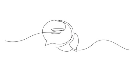 Obraz premium speech bubble icon single one line art vector illustration,