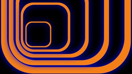 A retro-futuristic design with glowing orange lines forming smooth curves on a dark blue background, creating a sense of motion, depth, and modern energy — perfect for digital or creative visuals.
